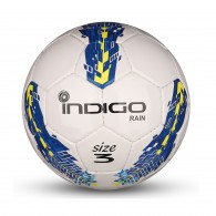 Мяч футбольный №3 INDIGO RAIN тренировочный (PU SEMI) Юниор IN031 Бело-сине-желтый